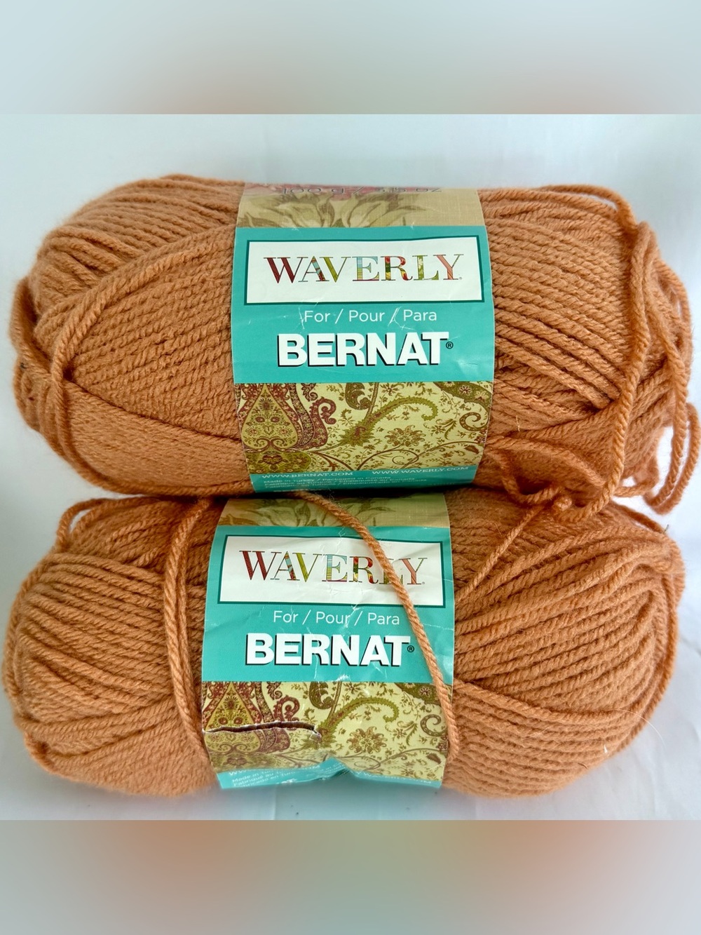 Lot of 2 Bernat Waverly Acrylic Yarn Pink Suede 100g 3.5oz NEW